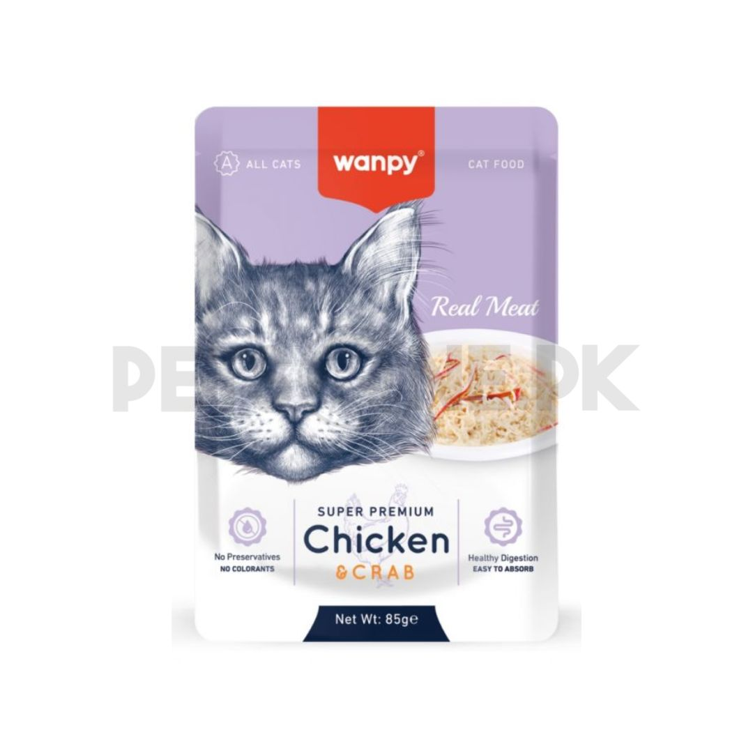 WANPY CAT CHICKEN & CRAB POUCH 85G RAC-02